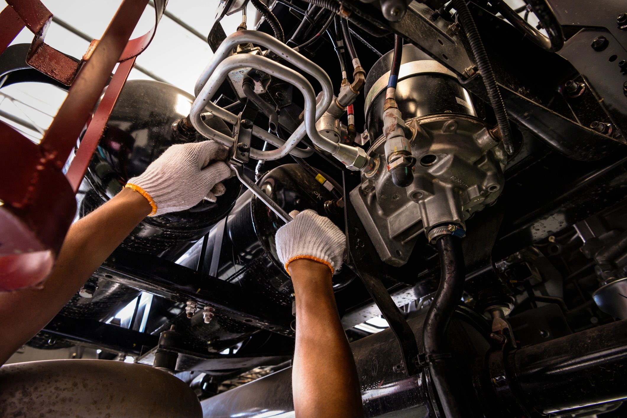 truck mechanic closeup