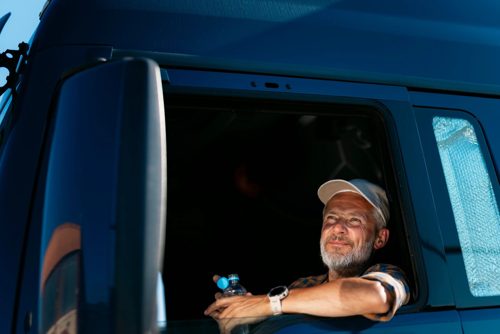 happy truck driver